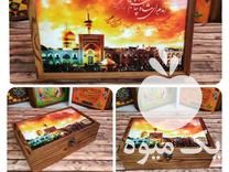 فروش جعبه چوبی زعفران و دمنوش و تی بگ با طرحهای امام رضا و مشهد در تهران در گروه ادویه - ترشی کاری ادویه جات خشک در یکمیوه -عکس1