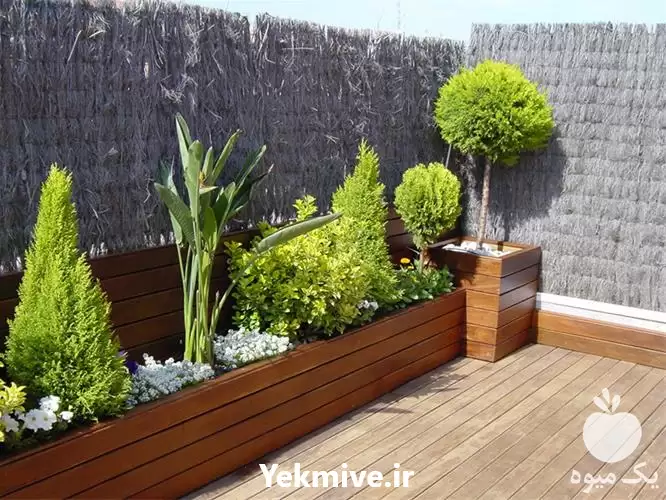 گلدان فلاورباکس چوبی ترموود با چوب در تهران در گروه خرید و فروش گیاهان زینتی در یکمیوه -عکس1