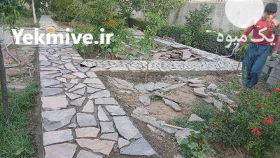 نصب سنگ لاشه دماوند اجرای سنگ در گروه سازنده در یکمیوه -عکس1