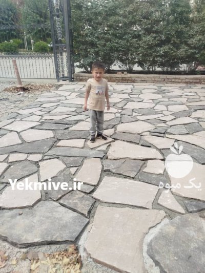 اجرای محوطه سازی سنگی در گروه سازنده در یکمیوه -عکس1